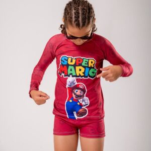 Conjunto Moda Praia Menino UV50+ Super Mário
