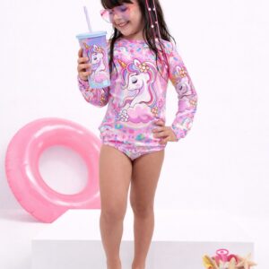Conjunto Moda Praia Menina UV50+ Unicórnio